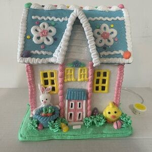 Light-up white gingerbread Easter/Spring house new